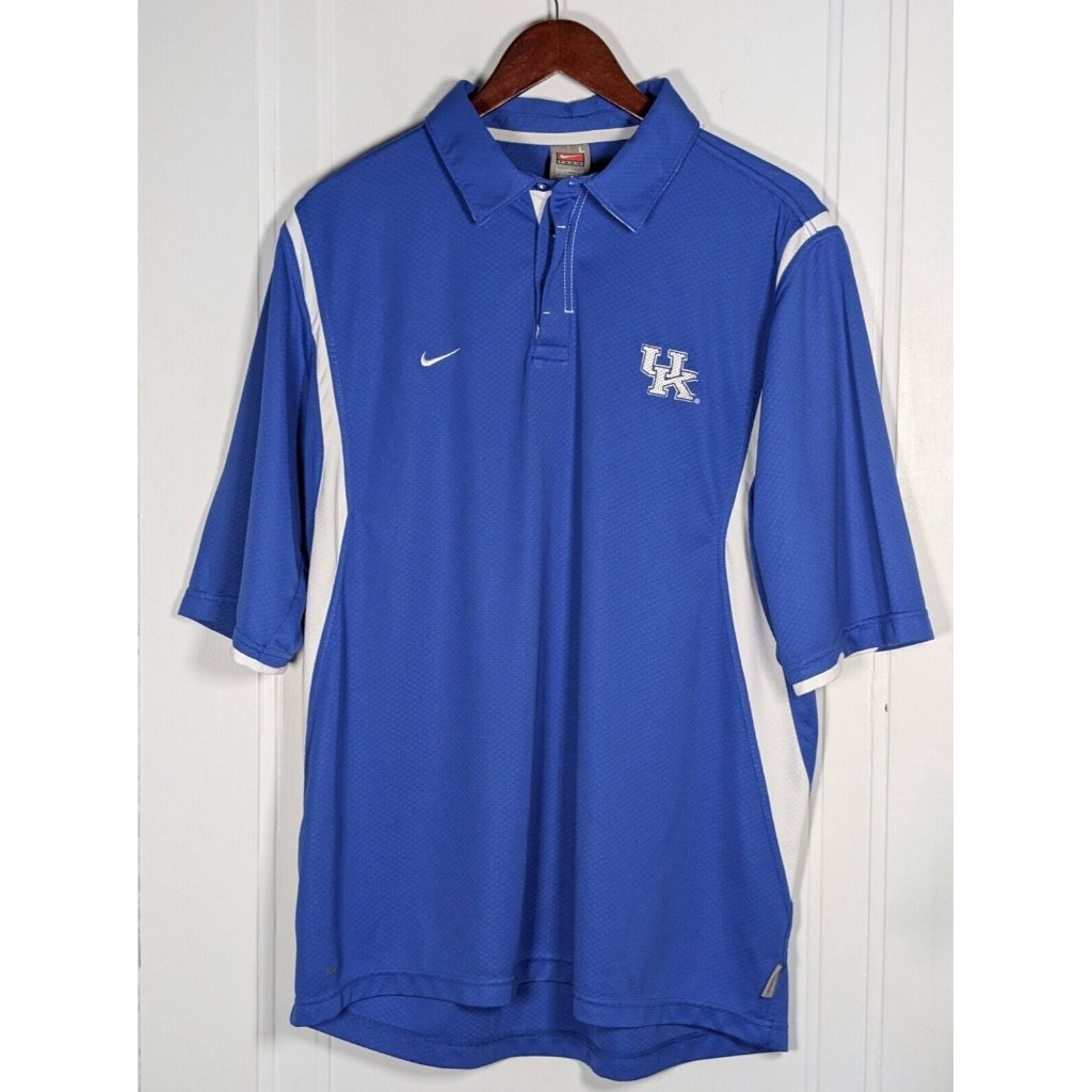 Vintage Nike Team Dri Fit Kentucky Wildcats Uk Mens Large Blue Polo Shirt Golf